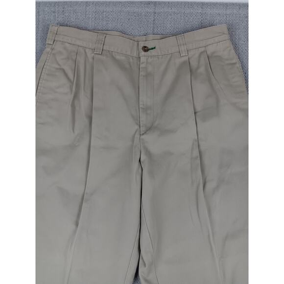 Tommy Hilfiger Vintage Chino Pants 34X31 Khaki Tan Pleated Logo Preppy - Picture 6 of 12
